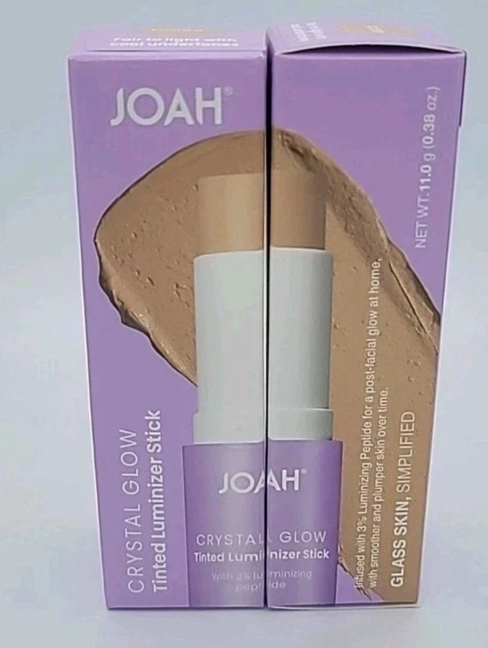 2x Joah Crystal Glow Tinted Luminizer Stick  FC050 Fair To Light Cool Undertones
